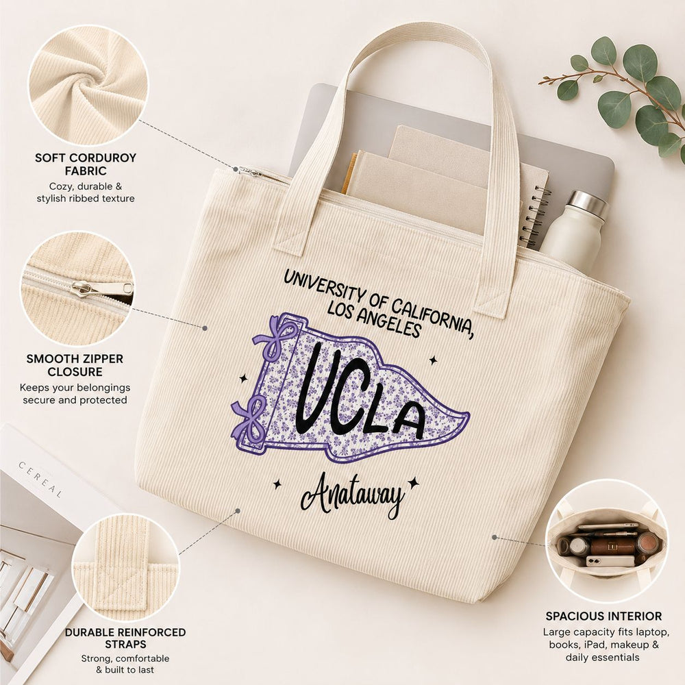 Pennant Flag Custom School Name - Personalized Tote Bag | Cute Back To School Gift For Students