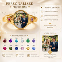 Custom Photo Ring With Birthstones Gift For Her - Personalized Ring | Meaningful Jewelry Gift