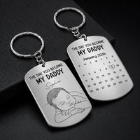 Custom Baby Photo Sketch Line Art Father's Day Gift For New Dad, Husband - Personalized Keychain | Meaningful Keepsake Gift