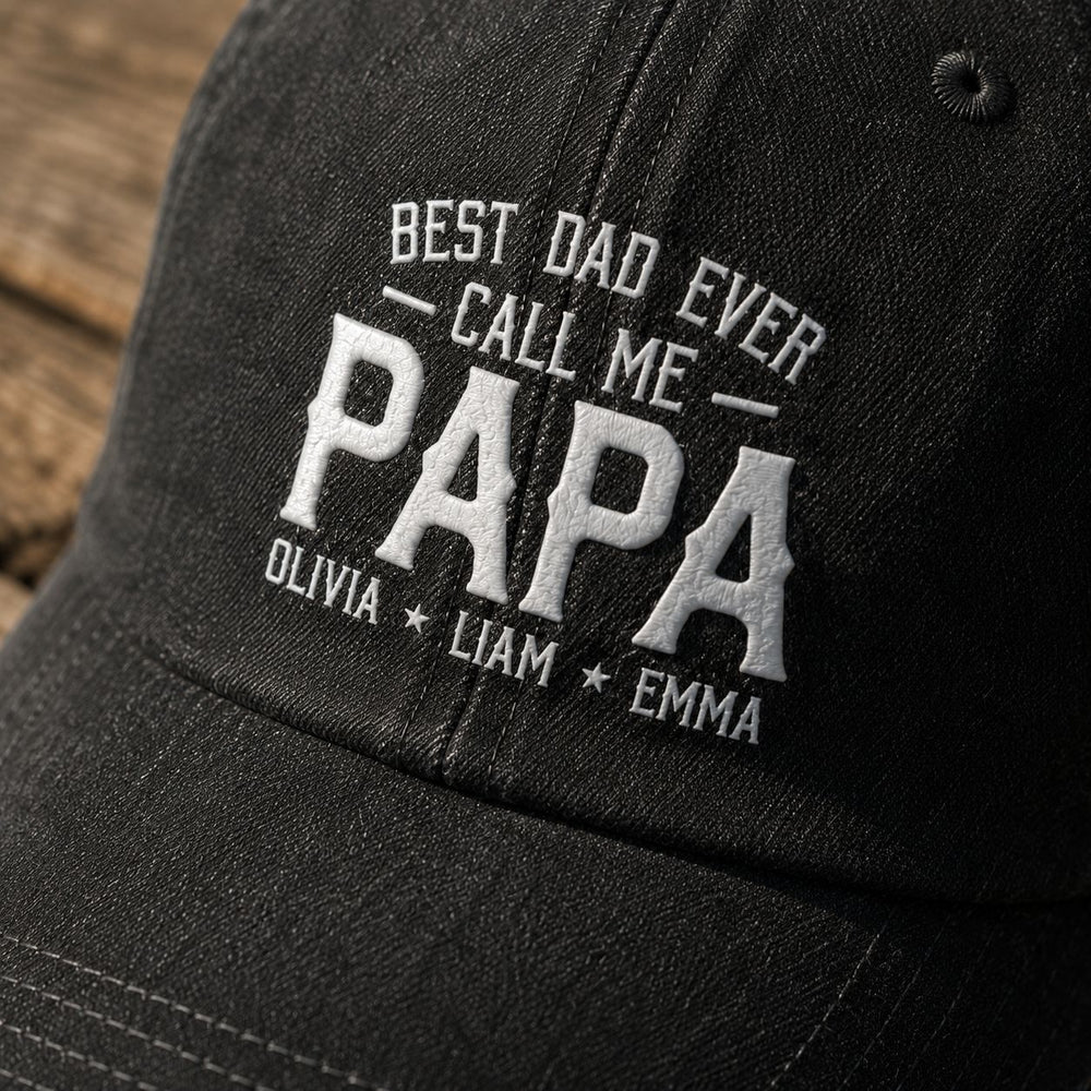 My Favorite People Call Me Papa Names - Personalized Distressed Denim Cap