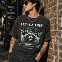 Feral And Free Tee Funny Graduation - Personalized Shirt | Custom Senior Graduation Party Graphic Tee