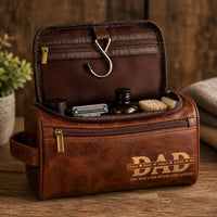 The Man The Myth The Legend Custom Dad Grandpa - Personalized Leather Toiletry Bag