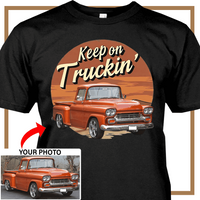 Personalized Classic Truck T-Shirt, Custom Photo Chevy Truck Shirt, Funny Gift for Classic Truck Lovers, Truck Driver Gift for Him - PSTG2DTS000033