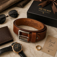 Thanks For All The Amazing Orgasms Gift - Personalized Cowhide Belt