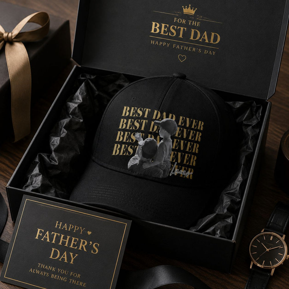 Best Dad Ever Custom Vintage Photo - Personalized Cap | Custom Dad Hat