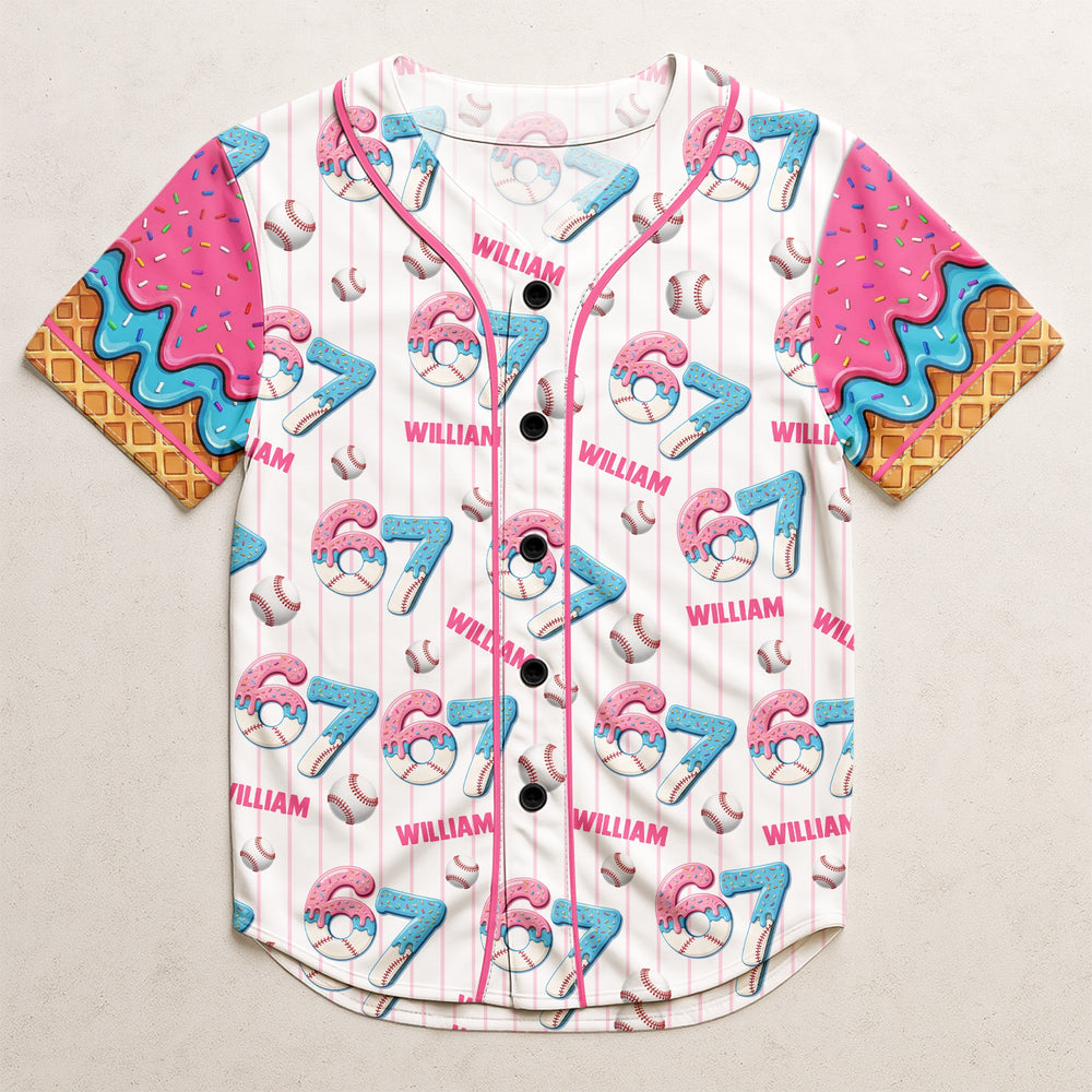 67 Sport Ice Cream Drip - Personalized Kids Baseball Jersey