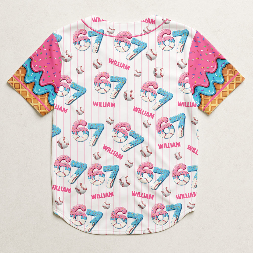 67 Sport Ice Cream Drip - Personalized Kids Baseball Jersey