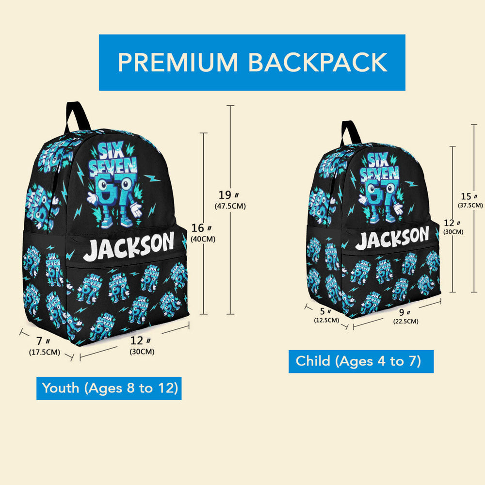 67 Brainrot Kid Gaming - Personalized Backpack | Funny Gamer School Bag