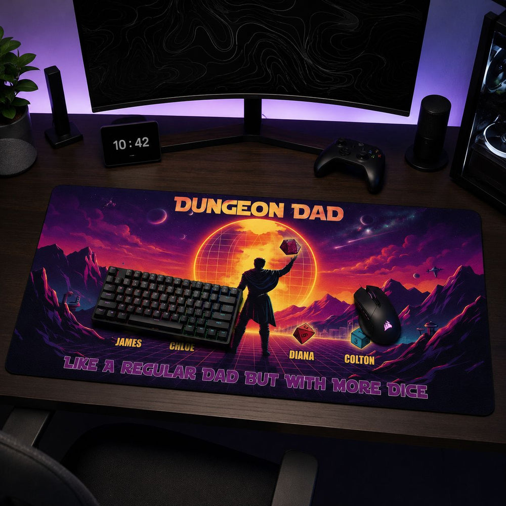 Father's Day Gift Dungeon Dad Like A Regular Dad With More Dice - Desk Mat | RPG Gamer Dad Gift