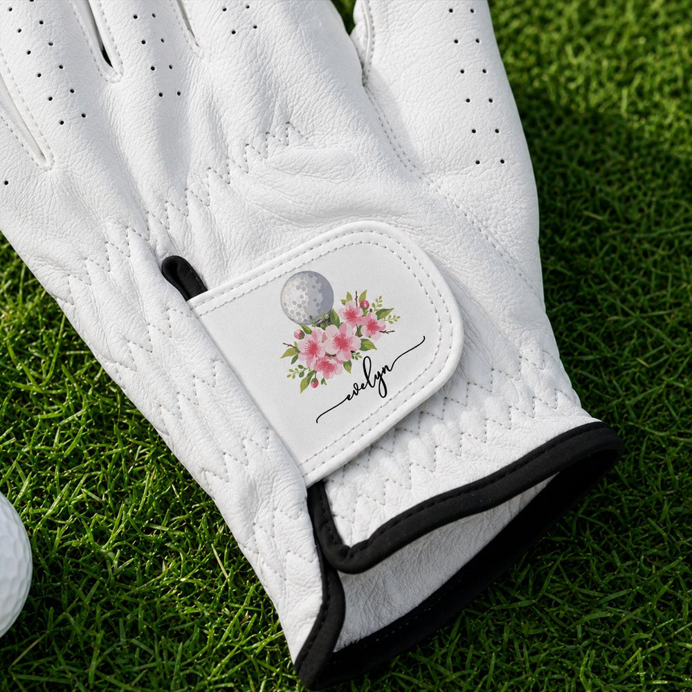 Custom Name And Birth Flower For Golf Lover - Personalized Golf Glove | Unique Floral Golfer Gift