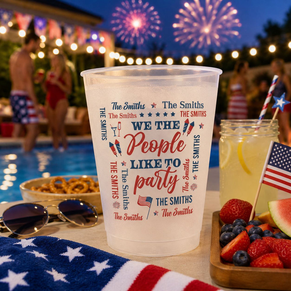 We The People Like To Party Family Name Patriotic - Personalized Cups
