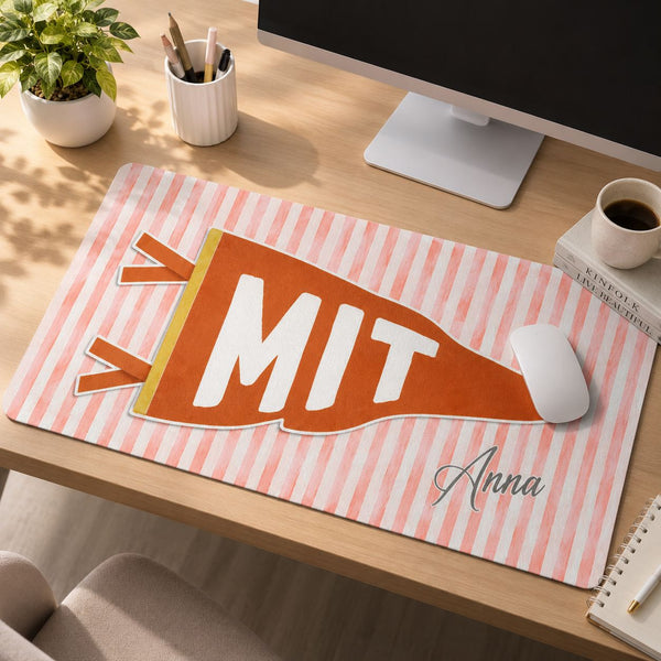 Custom School Pennant Flag - Personalized Desk Mat | Personalized College Spirit Gaming Mouse Pad