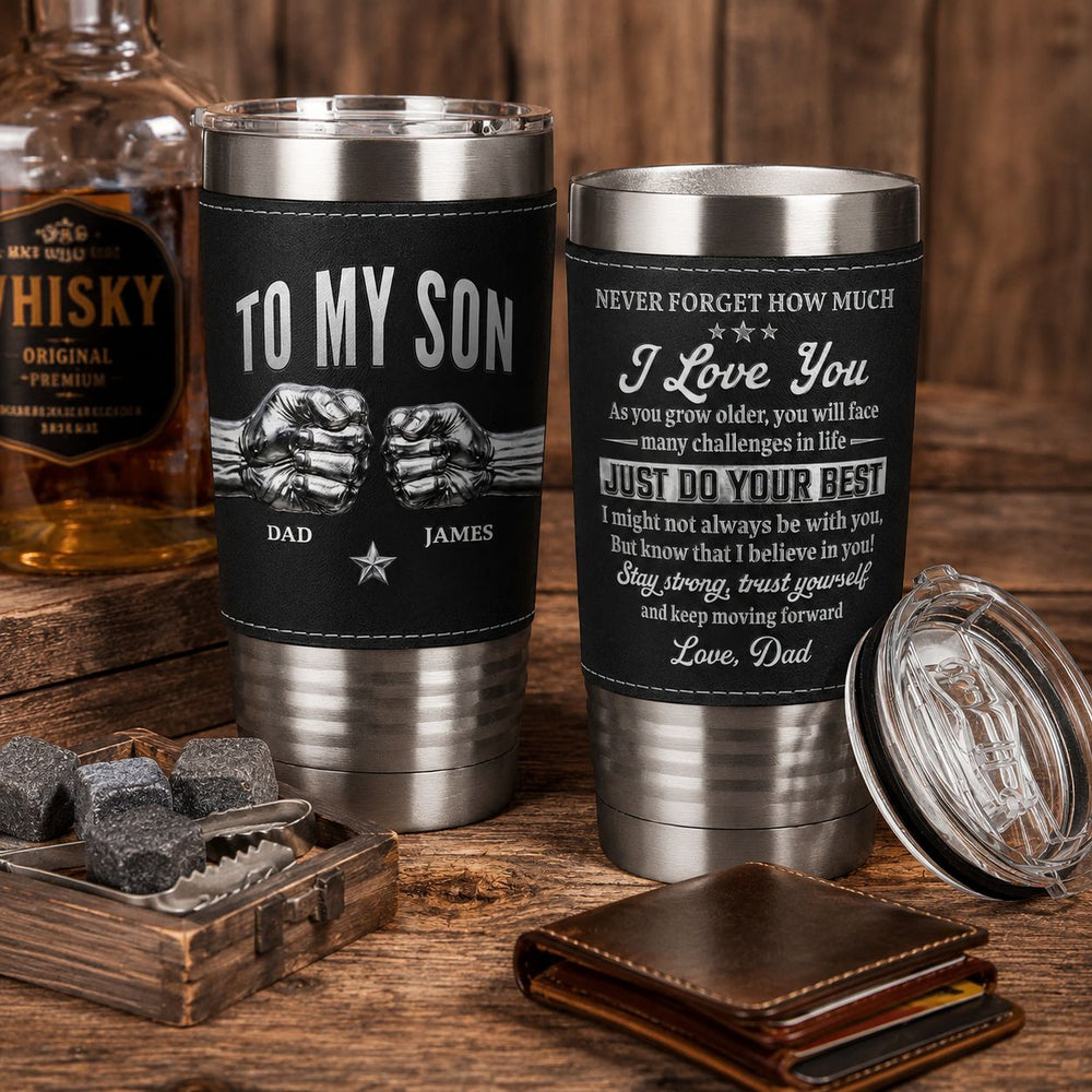 Never Forget How Much I Love You Fist Bump Gift For Son - Personalized 20oz Tumbler | Meaningful Gift For Son