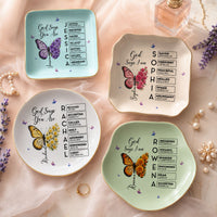 Butterfly Birth Flower Gift For Self, Friend, Daughter - Personalized Jewelry Dish | Cute Floral Gift