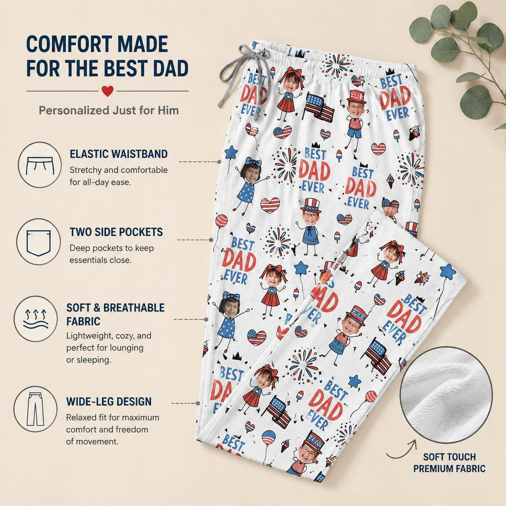 Best Dad Ever USA Flag - Personalized Lounge Pants | Cozy Father’s Day Gift For Dad & Husband