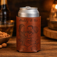 Custom Photo Sketch Line Art Dad Gift - Personalized Can Cooler