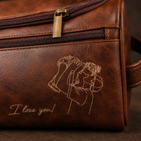 Custom Photo Sketch Line Art Father's Day - Personalized Toiletry Bag | Custom Dad Travel Gift