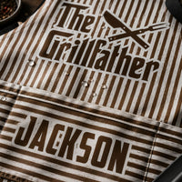The Grillfather Custom Name Striped Pattern Father's Day Gift For Dad, Husband - Personalized Apron | Gift For Grill Masters