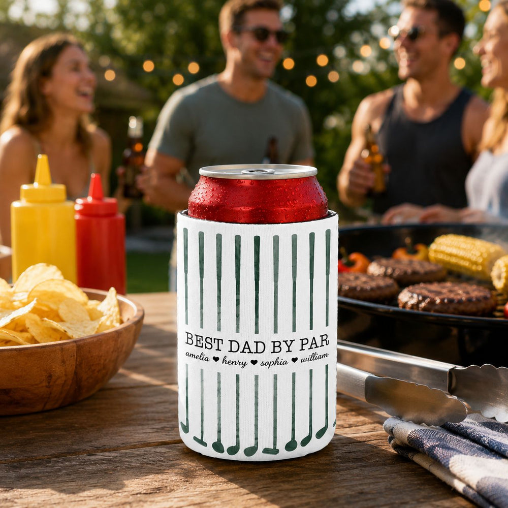 Best Dad By Par Custom Name Golf Dad - Personalized Can Cooler