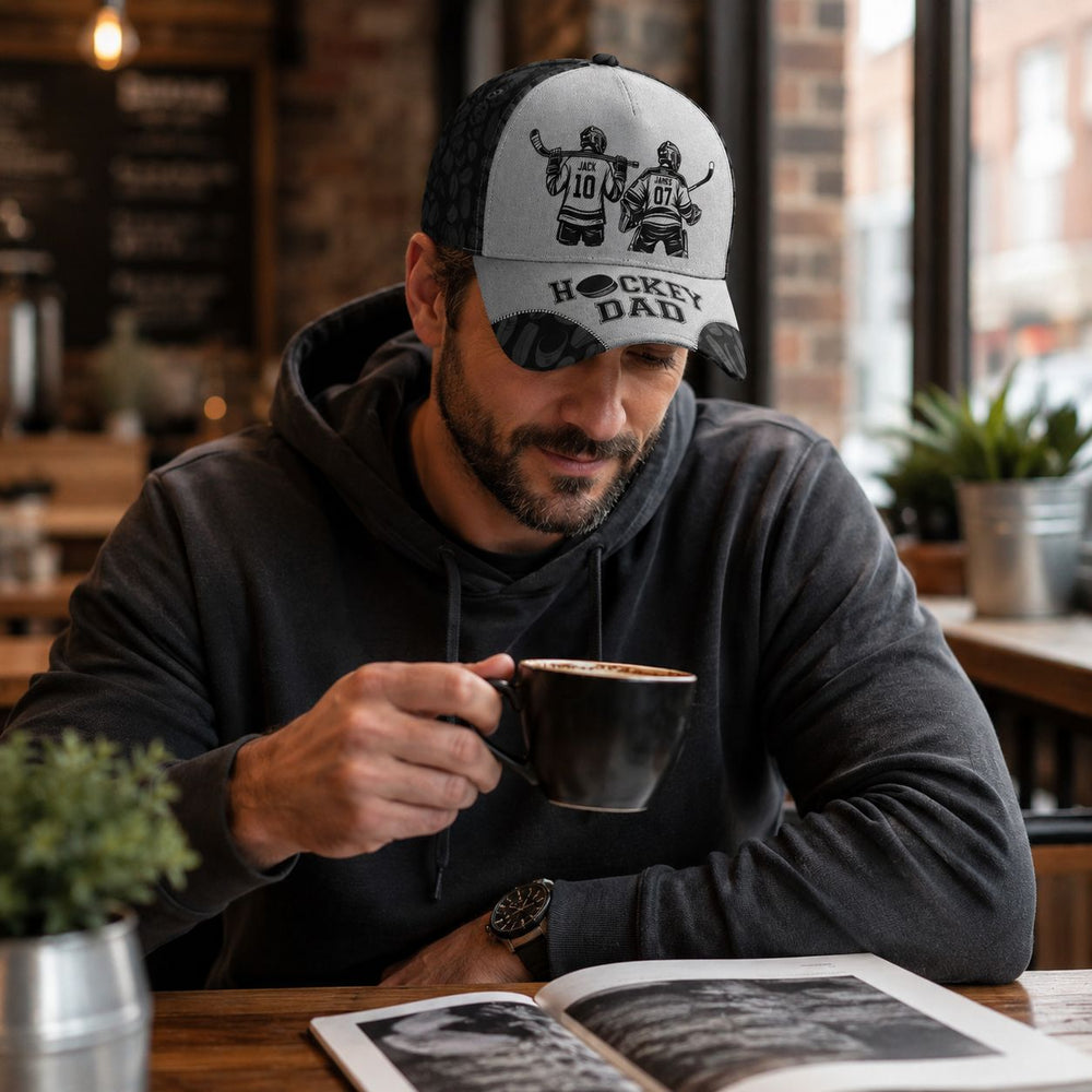Father's Day Gifts, Hockey Dad, Grandpa - Personalized Cap | Cool Sports Gift For Hockey Lovers