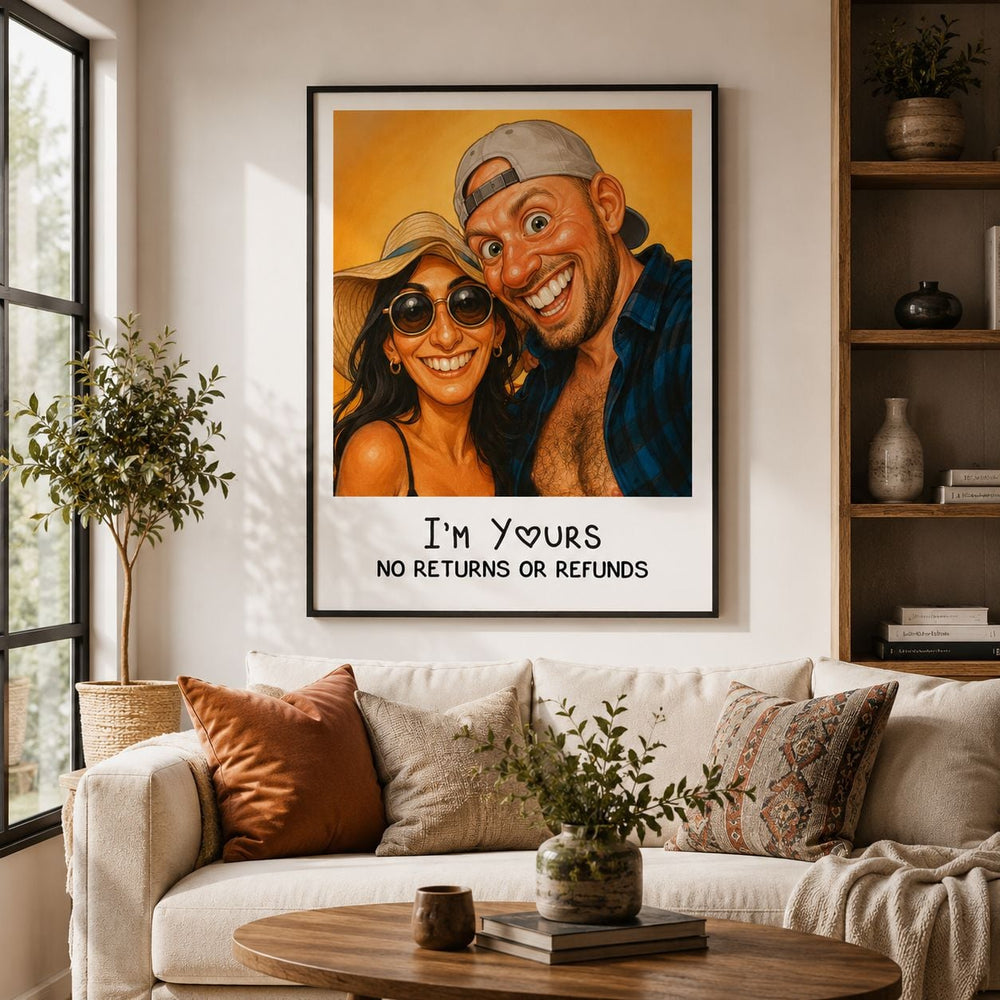 Caricature Wall Art Custom Couple Cartoon - Personalized Photo Poster