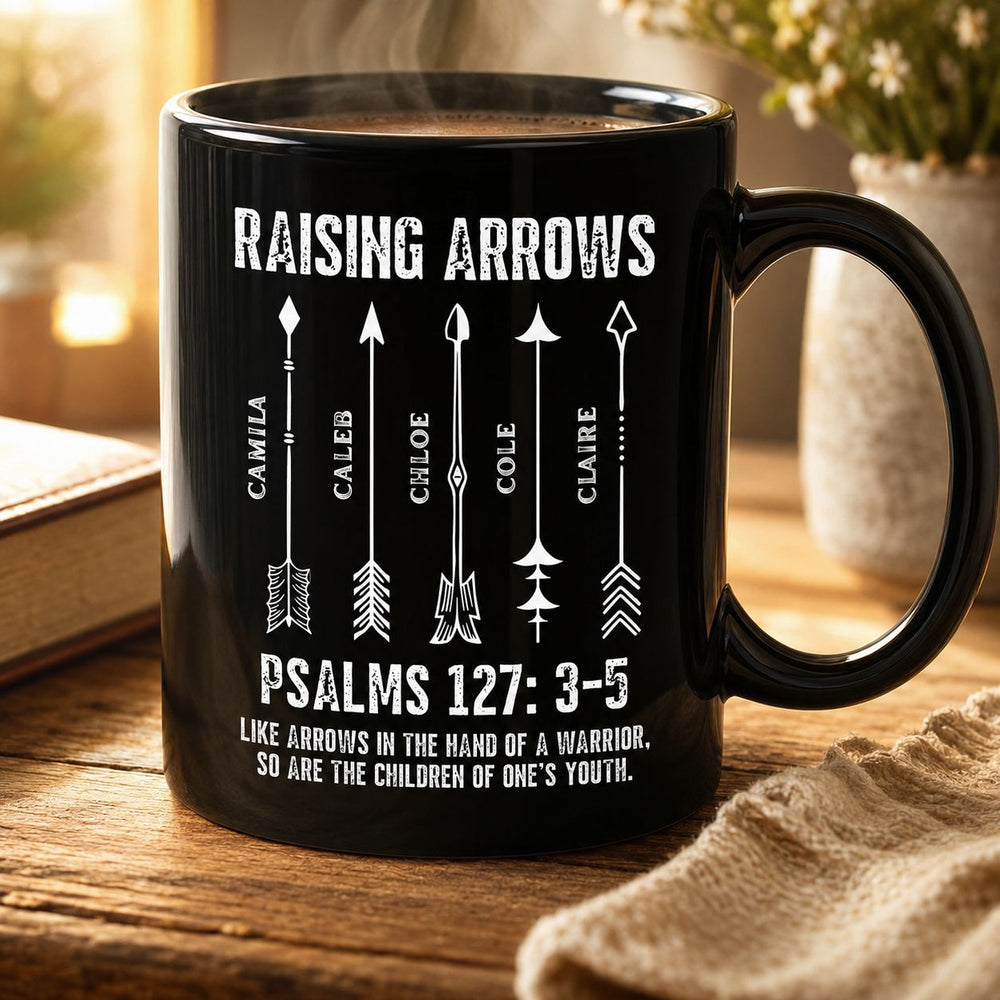 Raising Arrows Christian Dad With Kids' Names - Personalized Mug