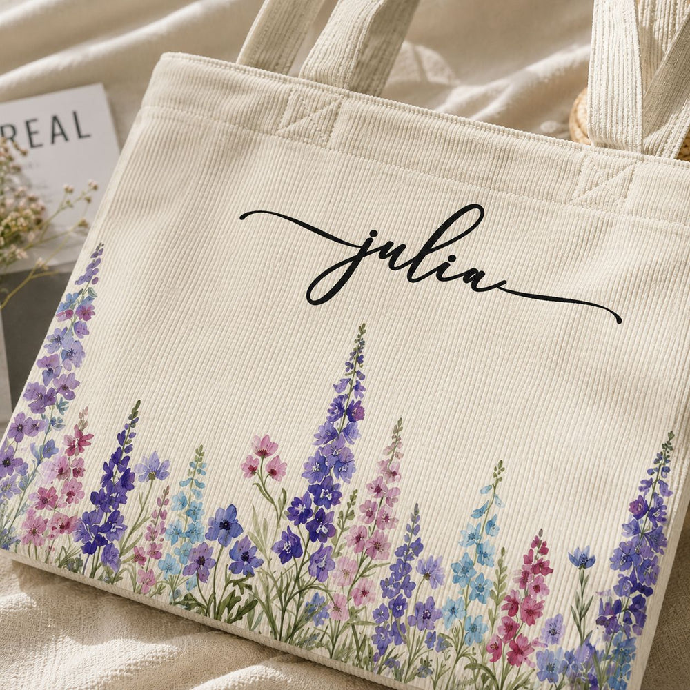 Custom Birth Flower & Name For Her, Wife, Daughter, Sister, Mom, Grandma - Personalized Tote Bag | Thoughtful Floral Gift For Women