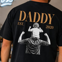 Daddy Est Custom Photo Sketch Art Dad Gift - Personalized Shirt