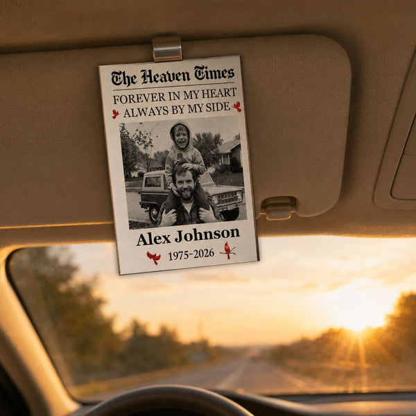 My Guardian Angel Rides Shotgun - The Heaven Times - Personalized Car Visor Clip | Memorial Driving Keepsake Gift For Loved Ones