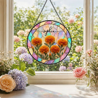 Birth Flower Mother Of Pearl Home Decor - Personalized Window Hanging Suncatcher | Elegant Floral Gift