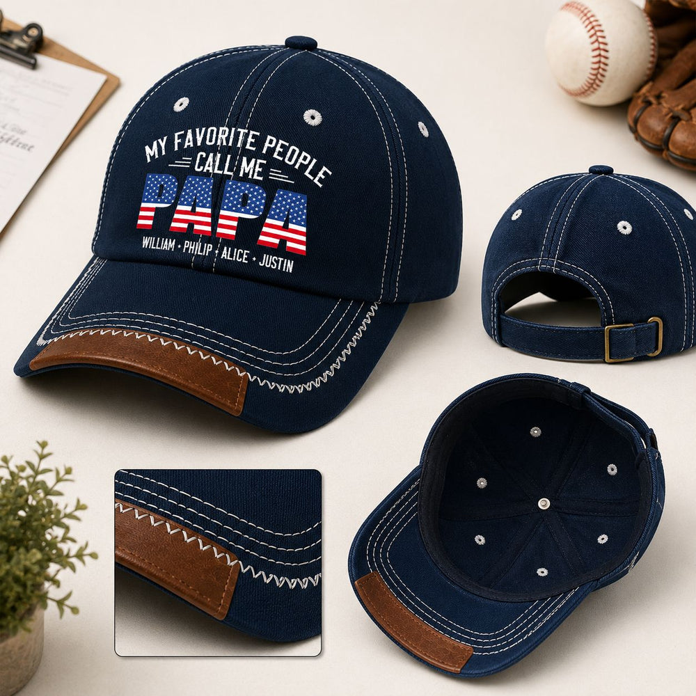 My Favorite People Call Me Papa, Grandpa - Personalized Cap | Heartwarming Gift For Proud Papa & Grandpa