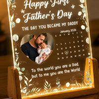 The Day You Became My Daddy - 1st Father's Day Gift - Personalized Night Light | Gift For New Dad