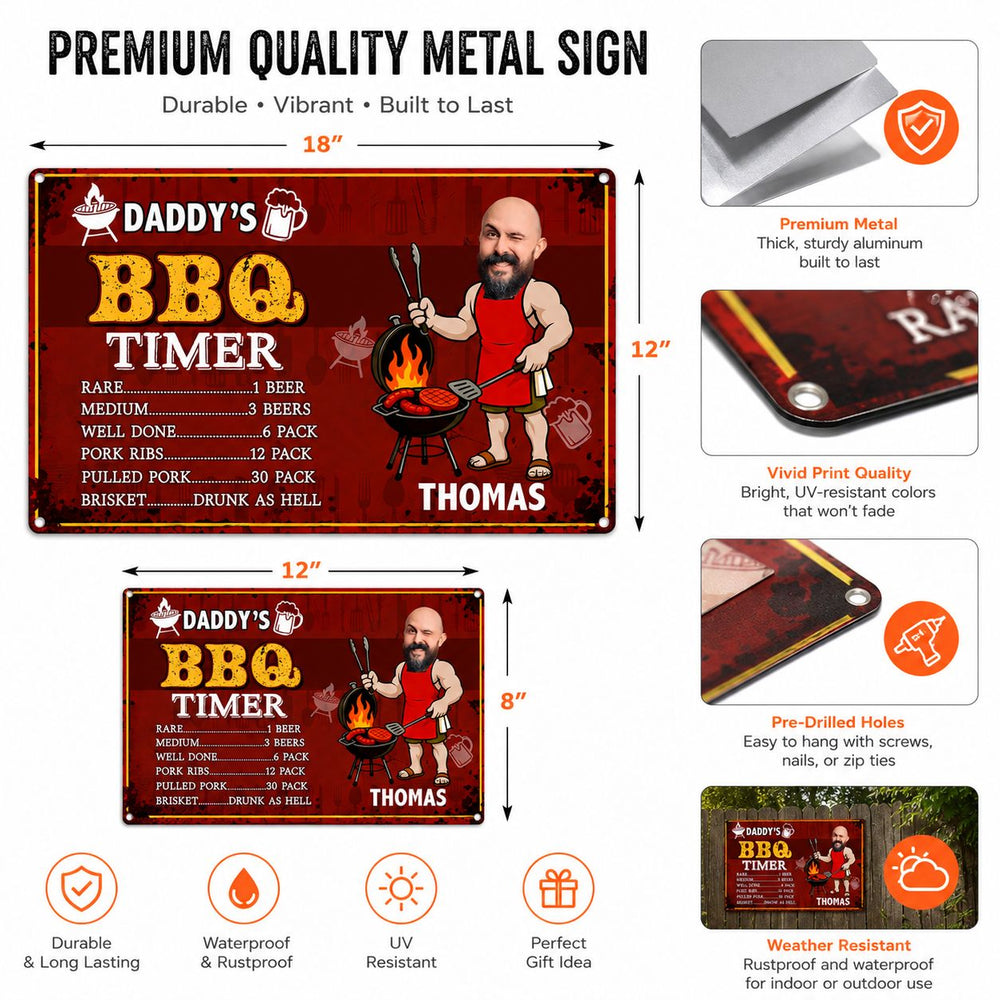 Dad BBQ Grill Funny Father's Day - Personalized Metal Sign