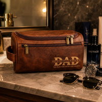 The Man The Myth The Legend Custom Dad Grandpa - Personalized Leather Toiletry Bag