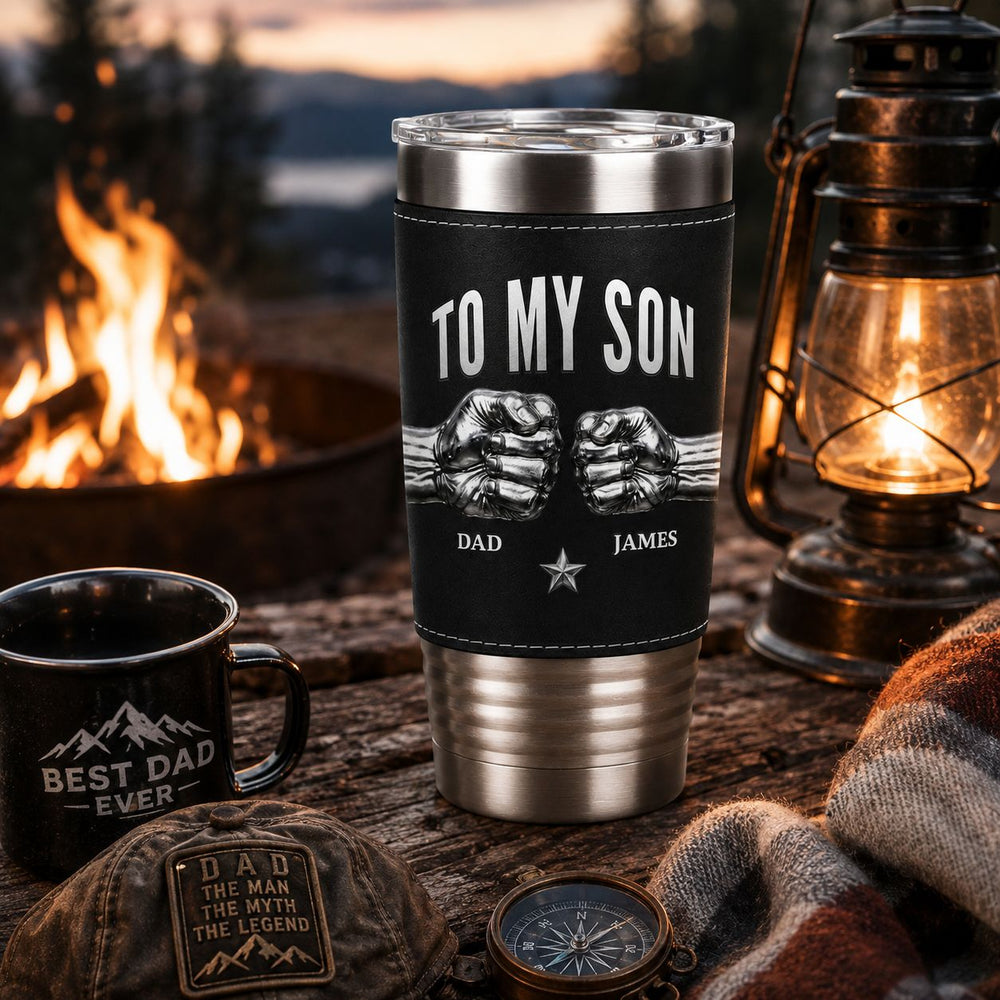Never Forget How Much I Love You Fist Bump Gift For Son - Personalized 20oz Tumbler | Meaningful Gift For Son