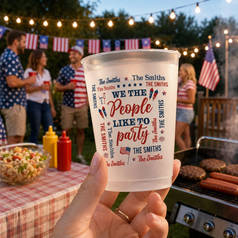 We The People Like To Party Family Name Patriotic - Personalized Cups