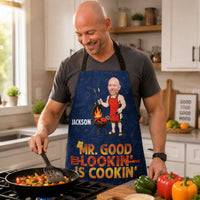 Mr. Good Lookin' Is Cookin' Funny Father's Day Gift For Dad, Husband, Grandpa - Personalized Apron | Fun BBQ Chef Gift For Men
