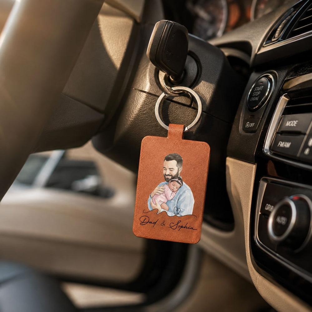The Moment You Became My Dad Custom Photo Watercolor Father's Day Gift - Personalized Keychain | For Dad