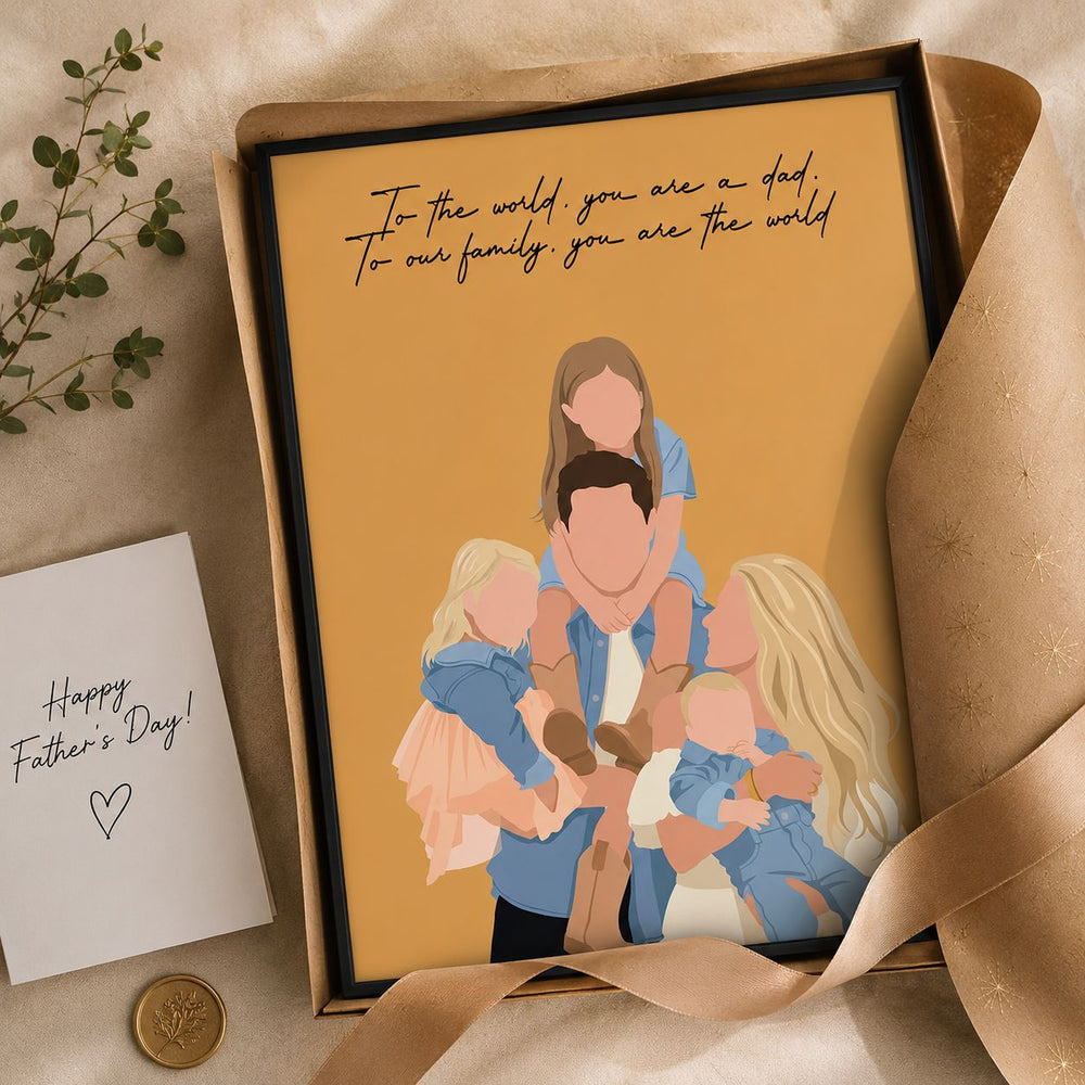 Father's Day Gift Custom Dad Portrait For Father, New Dad - Faceless Art - Personalized Poster | Custom Dad Wall Art