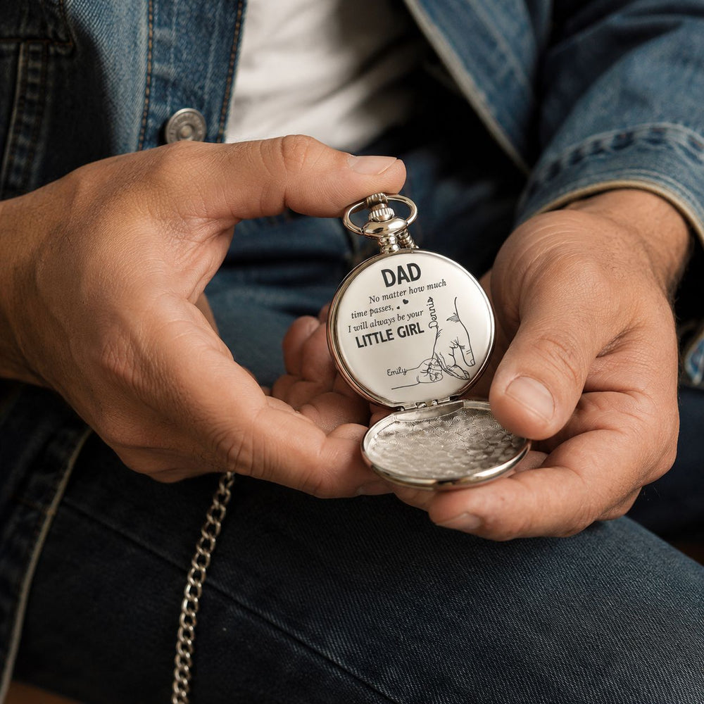 Father's Day Gifts, How Much Time Passes, I Will Always Be Your Little Girl - Personalized Pocket Watch - Gift For Dad