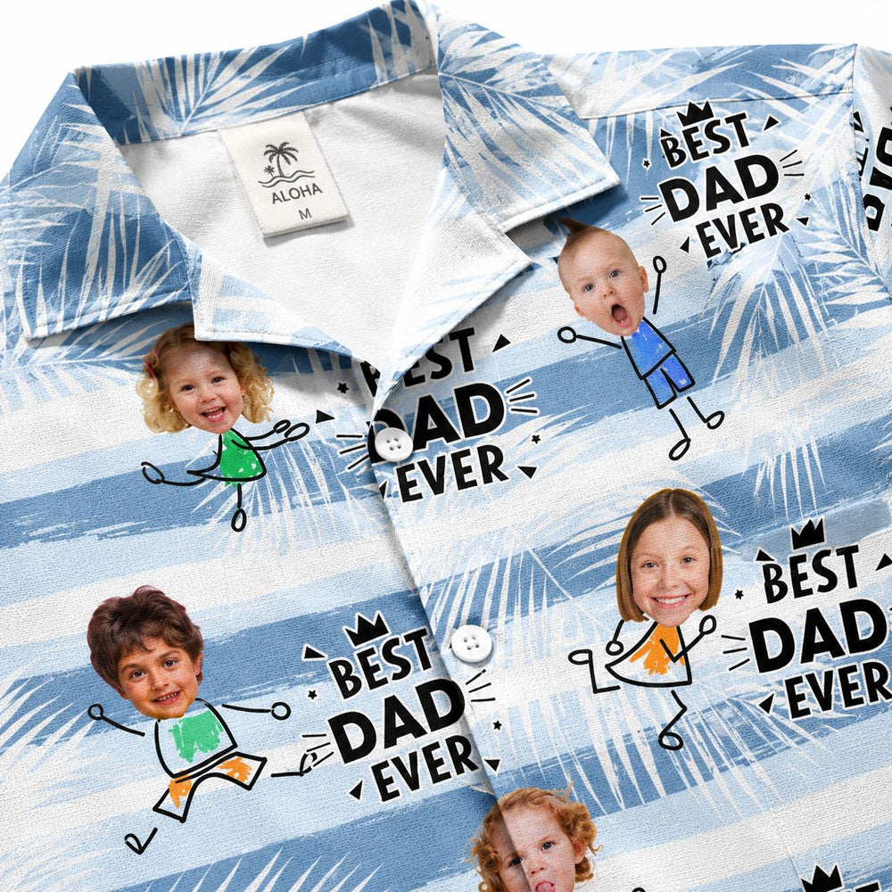 Best Dad Ever Striped Pattern Father's Day Gift For Dad, Husband - Personalized Hawaiian Shirt | Funny Summer Gift For Cool Dad