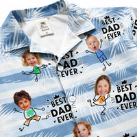 Best Dad Ever Striped Pattern Father's Day Gift For Dad, Husband - Personalized Hawaiian Shirt | Funny Summer Gift For Cool Dad