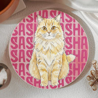 Custom Pet Portrait With Name Watercolor Art - Personalized Coaster