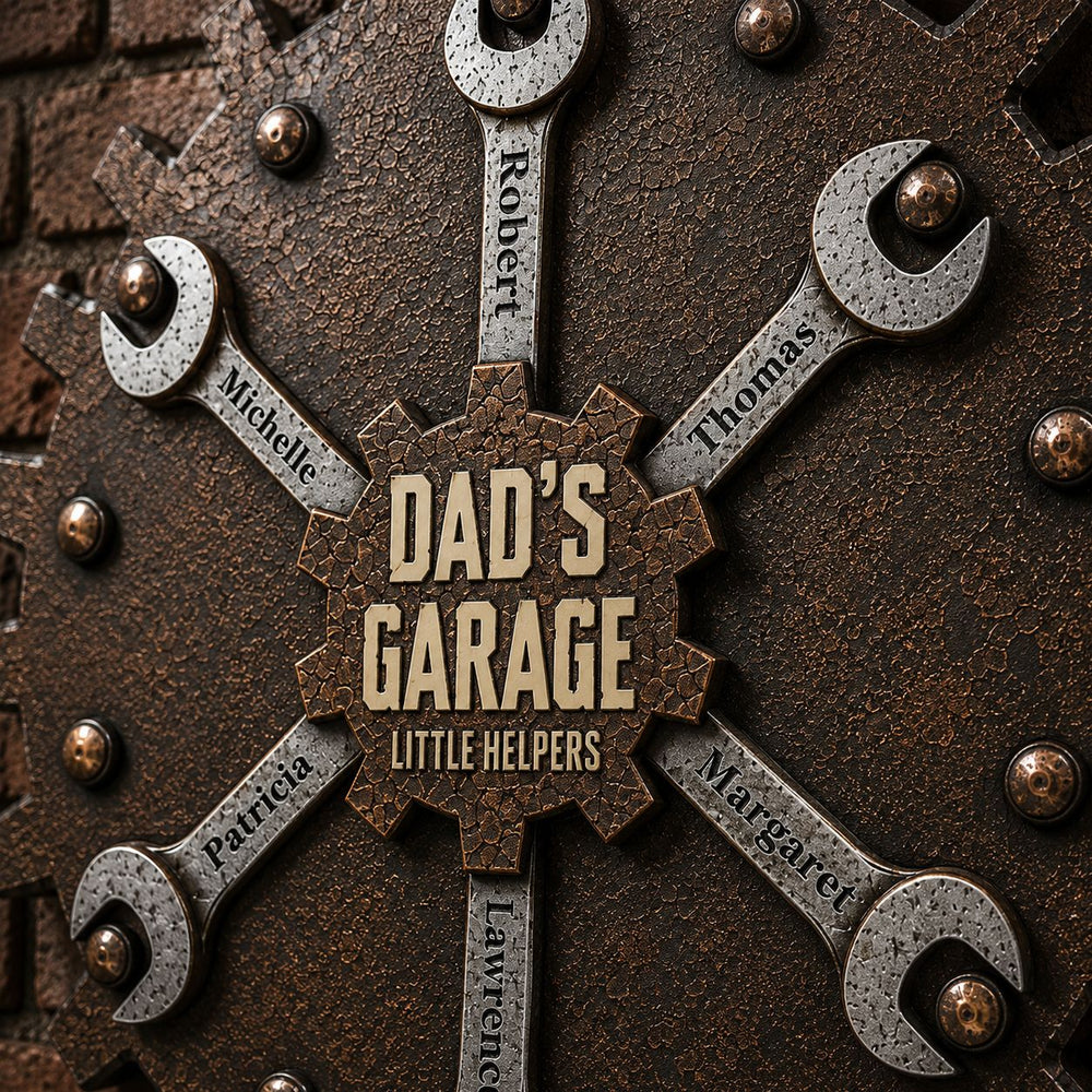 Dad’s Garage Little Helpers, Father's Day Steel Man Cave Sign For Daddy, Papa, Grandpa | Custom Garage Decor Gift