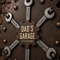 Dad’s Garage Little Helpers, Father's Day Steel Man Cave Sign For Daddy, Papa, Grandpa | Custom Garage Decor Gift
