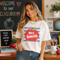 Coastal Apple Stripes Teacher Gift - Personalized Shirt