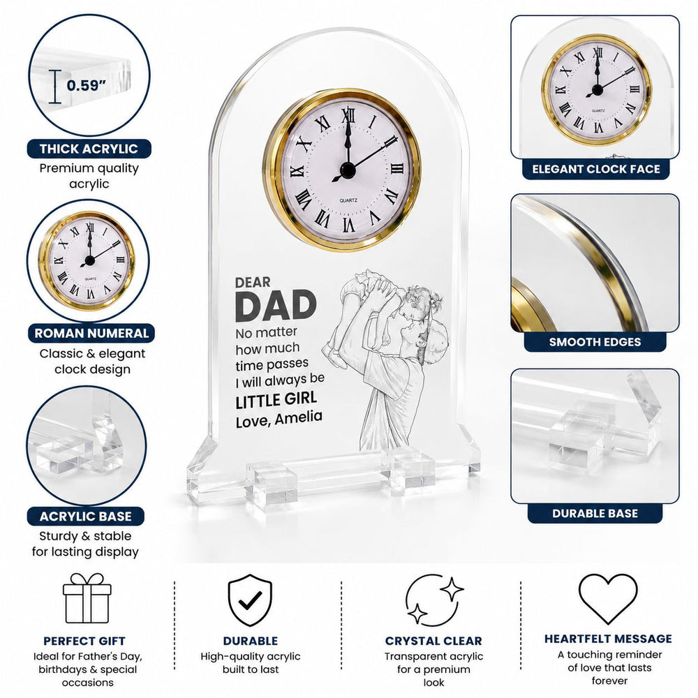 Father's Day Gifts, How Much Time Passes, I Will Always Be Your Little Girl, Boy - Personalized Desk Clock | Sentimental Gift