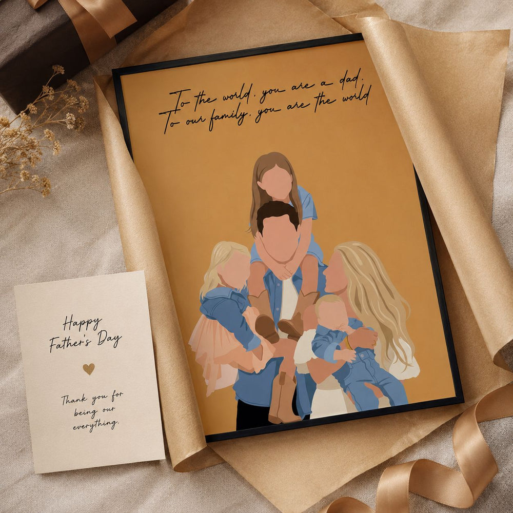 Father's Day Gift Custom Dad Portrait For Father, New Dad - Faceless Art - Personalized Poster | Custom Dad Wall Art