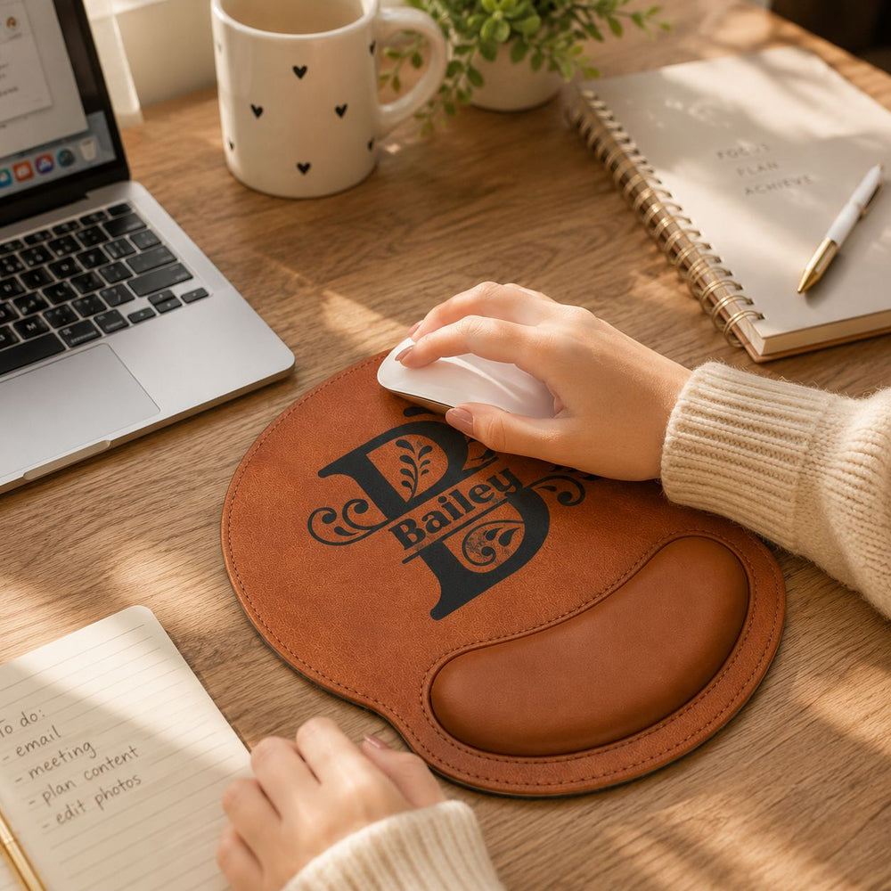 Monogram Pattern - Personalized Mouse Pad | Custom Stylish Desk Accessory