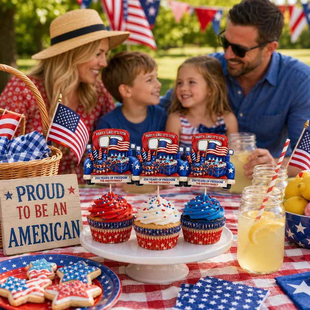 Party Like It's 1776 - Personalized Cupcake Toppers | Fun Patriotic Party Decor For USA Celebrations